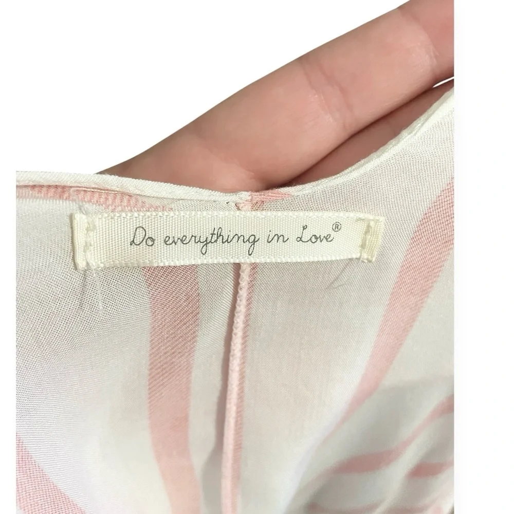 Do Everything In Love Pink White Stripe Tassel Kimono cardigan One Size beach